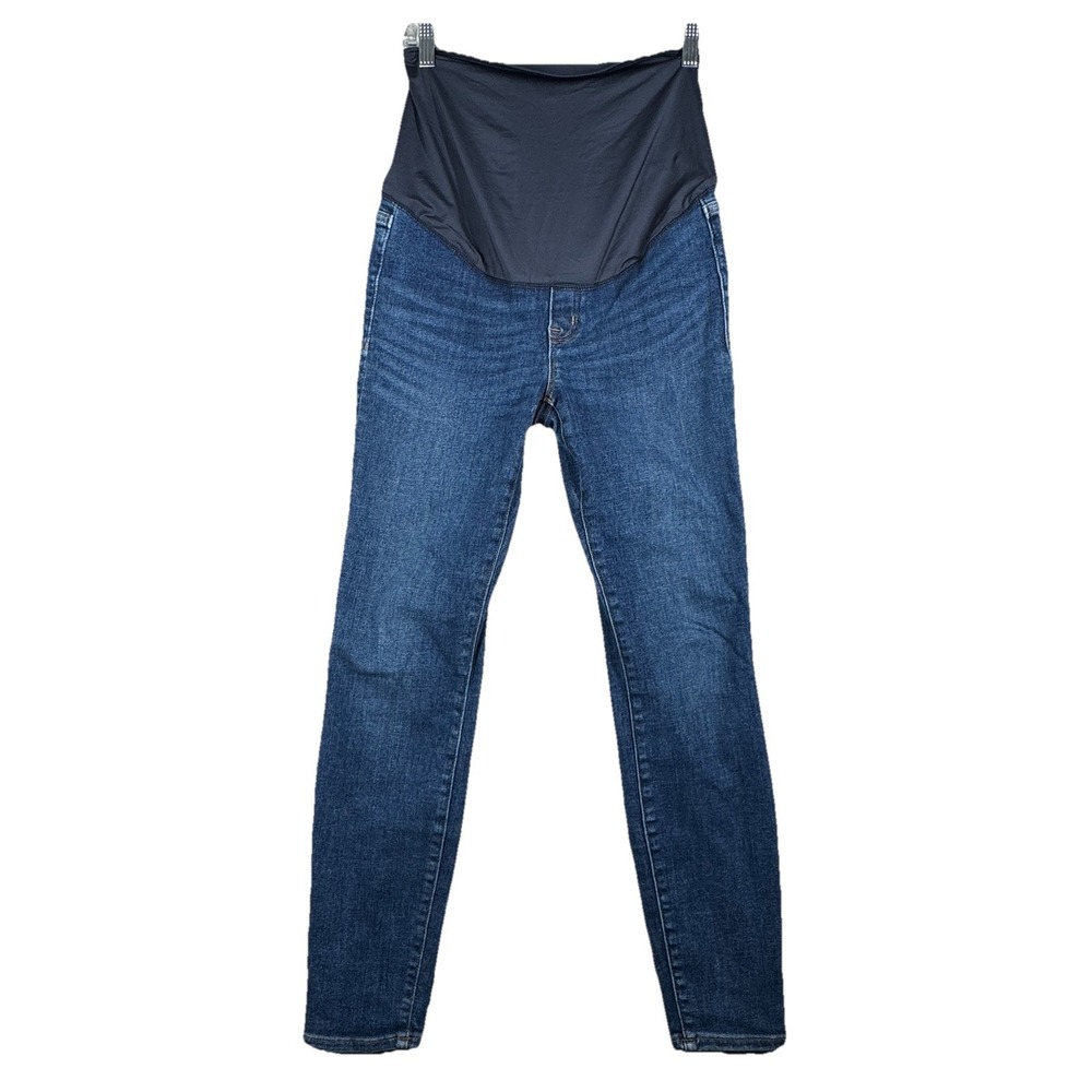 J Crew Jeans Womens 4 26" Maternity Blue Skinny Dark Casual Whiskering‎ Fading